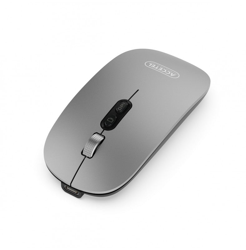 Rato Recarregável Sem Fio Bluetooth 5.2 RGB 2.4GHZ 800/1200/1600 DPI Cinza