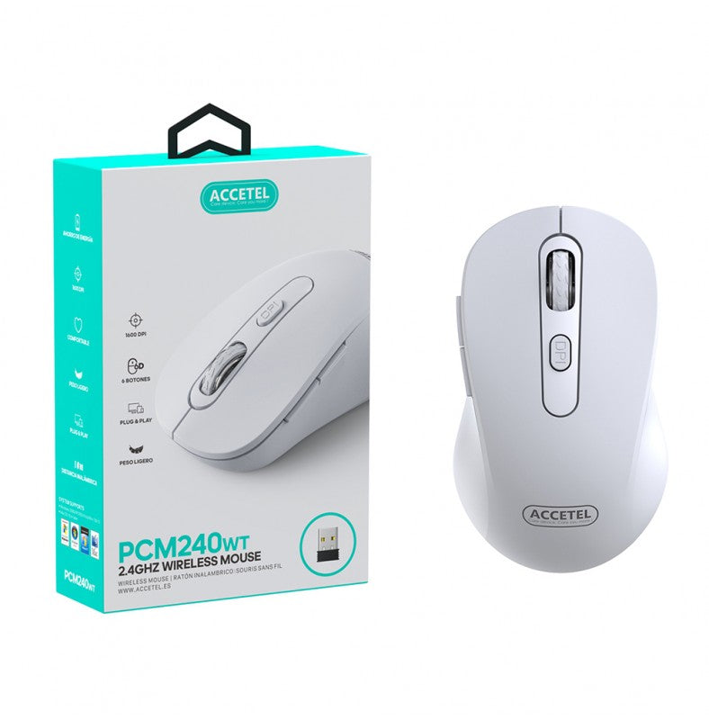 Mouse Sem Fio 2.4GHZ 800/1200/1600 DPI 6 Botões Branco