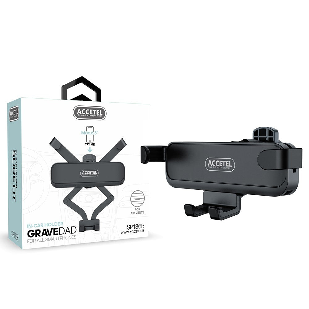 Suporte de Telefone para Carro Saída de Ar com Suporte Gravidade - Preto