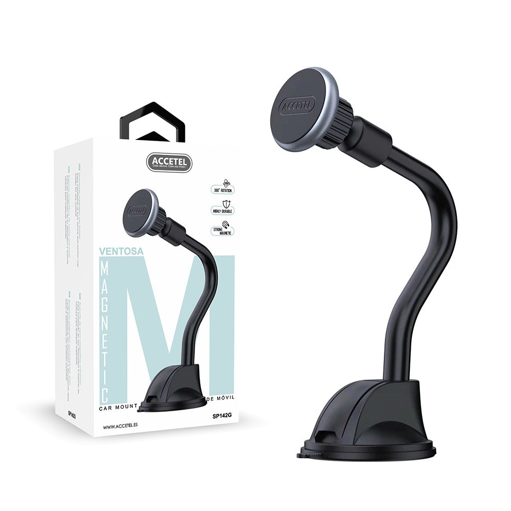 Suporte Magnético para Carro 360º Ventosa Giratória de Pescoço Longo - Cinza Espacial