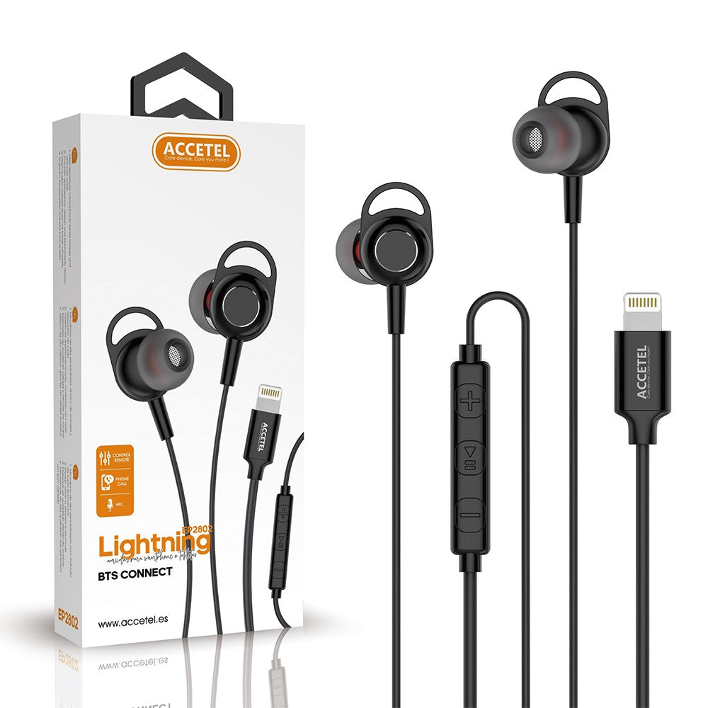 Auscultadores Estéreo com Microfone e Botão Multifuncional Lightning 1.2m - Preto (Conexão Bluetooth) - Default Title
