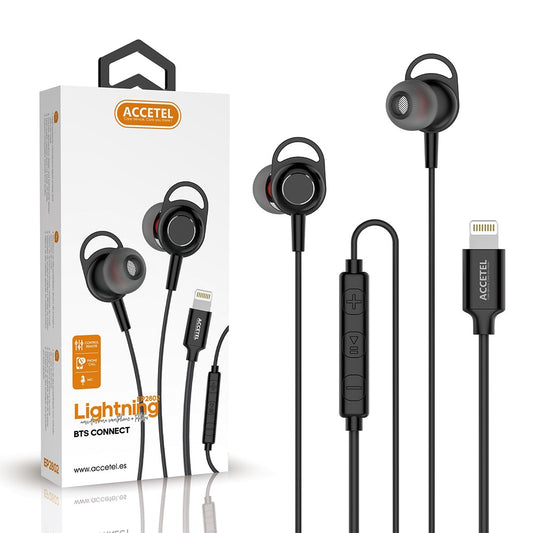 Auscultadores Estéreo com Microfone e Botão Multifuncional Lightning 1.2m - Preto (Conexão Bluetooth) - Default Title
