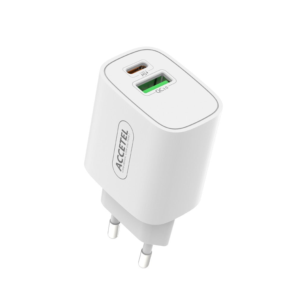 Carregador de Parede Carregamento Rápido Dupla USB-C+USB-A QC3.0/PD 20W - Default Title