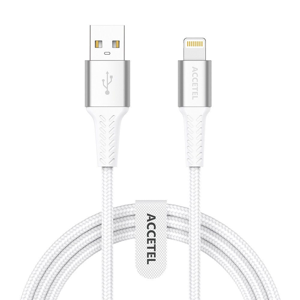 Cabo de dados flexível de nylon 2.4A - USB para Lightning (1M) Branco - Default Title