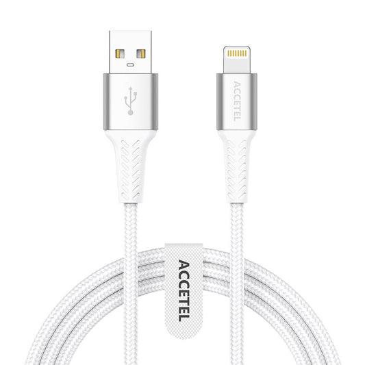 Cabo de dados flexível de nylon 2.4A - USB para Lightning (1M) Branco - Default Title