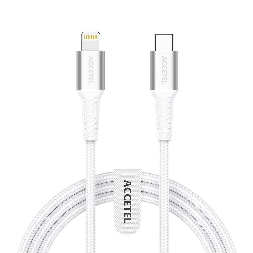 Cabo de Carregamento Rápido Nylon Flex 30W - Tipo-C para Lightning (1M) Branco - Default Title