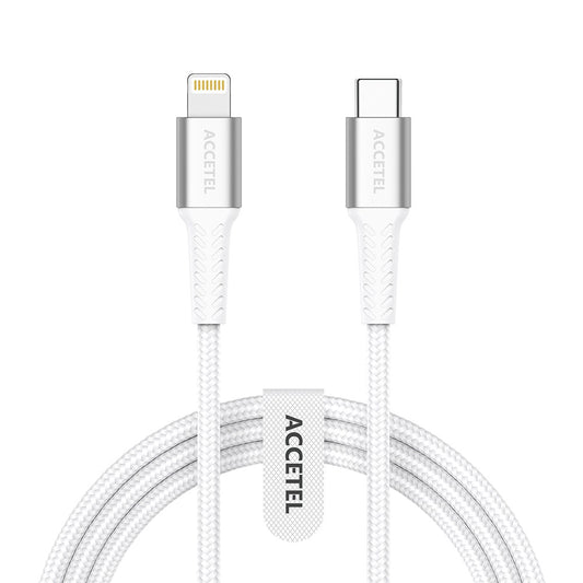 Cabo de Carregamento Rápido Nylon Flex 30W - Tipo-C para Lightning (1M) Branco - Default Title