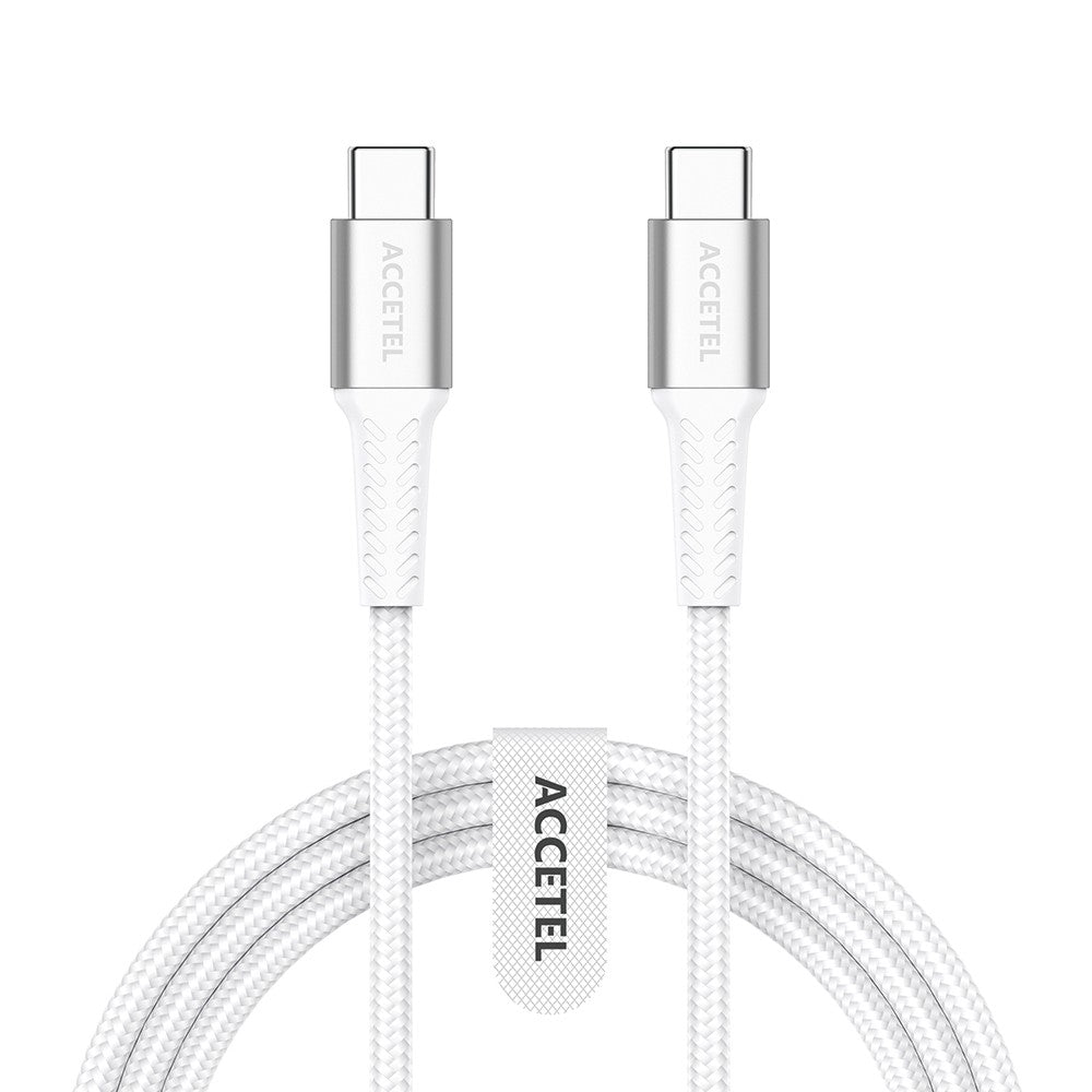 Cabo de Carregamento Rápido Nylon Flex 60W - Tipo-C a Tipo-C (1M) Branco - Default Title