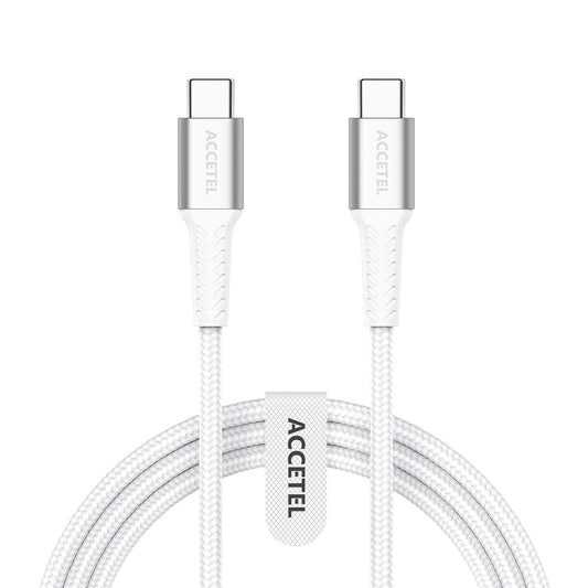 Cabo de Carregamento Rápido Nylon Flex 60W - Tipo-C a Tipo-C (1M) Branco - Default Title