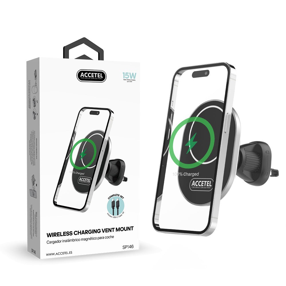 Suporte Magnético Universal para Carro com Carregamento Sem Fio de 15W