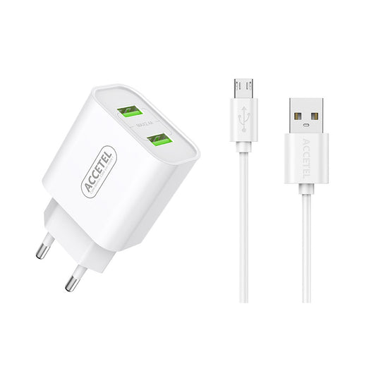 Carregador de Parede 2.4A com Portas USB Duplas - Cabo Micro USB - Default Title