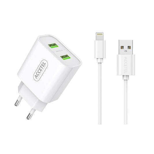 Carregador de Parede 2.4A com Portas USB Duplas - Cabo Lightning - Default Title