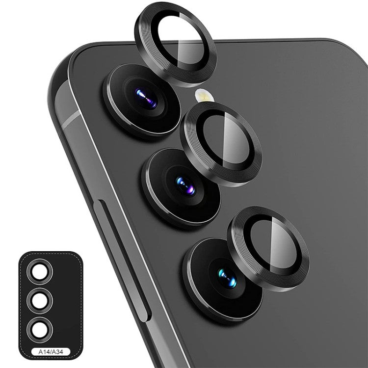 Protetor de Vidro de Lente Câmera Metálico - Samsung Galaxy A14 4G/A14 5G/A34 5G - Preto