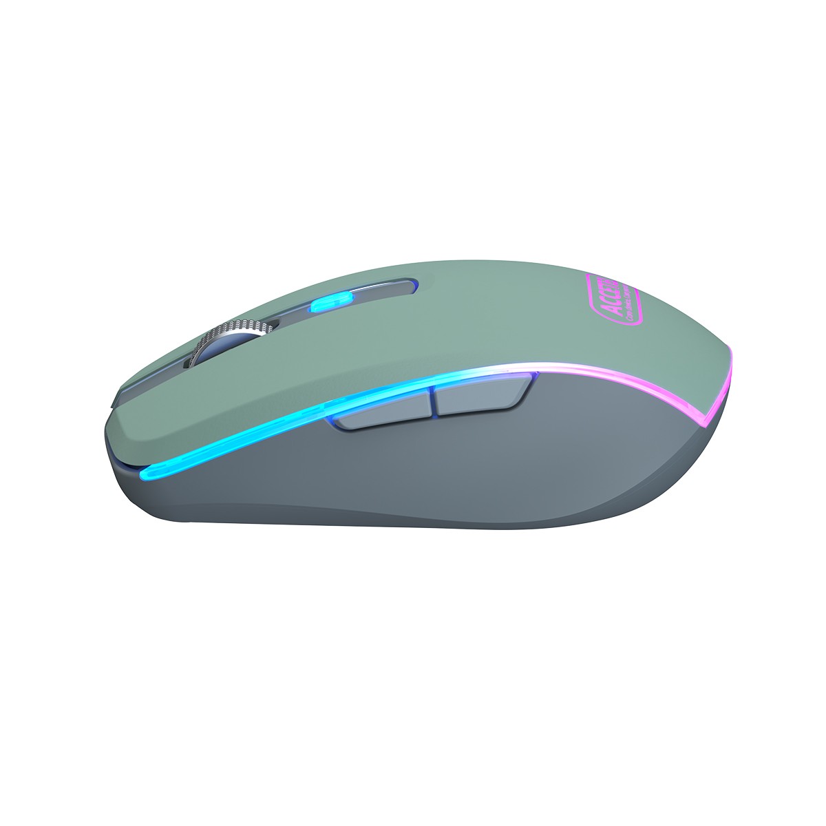 Rato Recarregável Sem Fio Bluetooth 5.2 RGB 2.4GHZ 800/1200/1600 DPI - Verde Cerceta