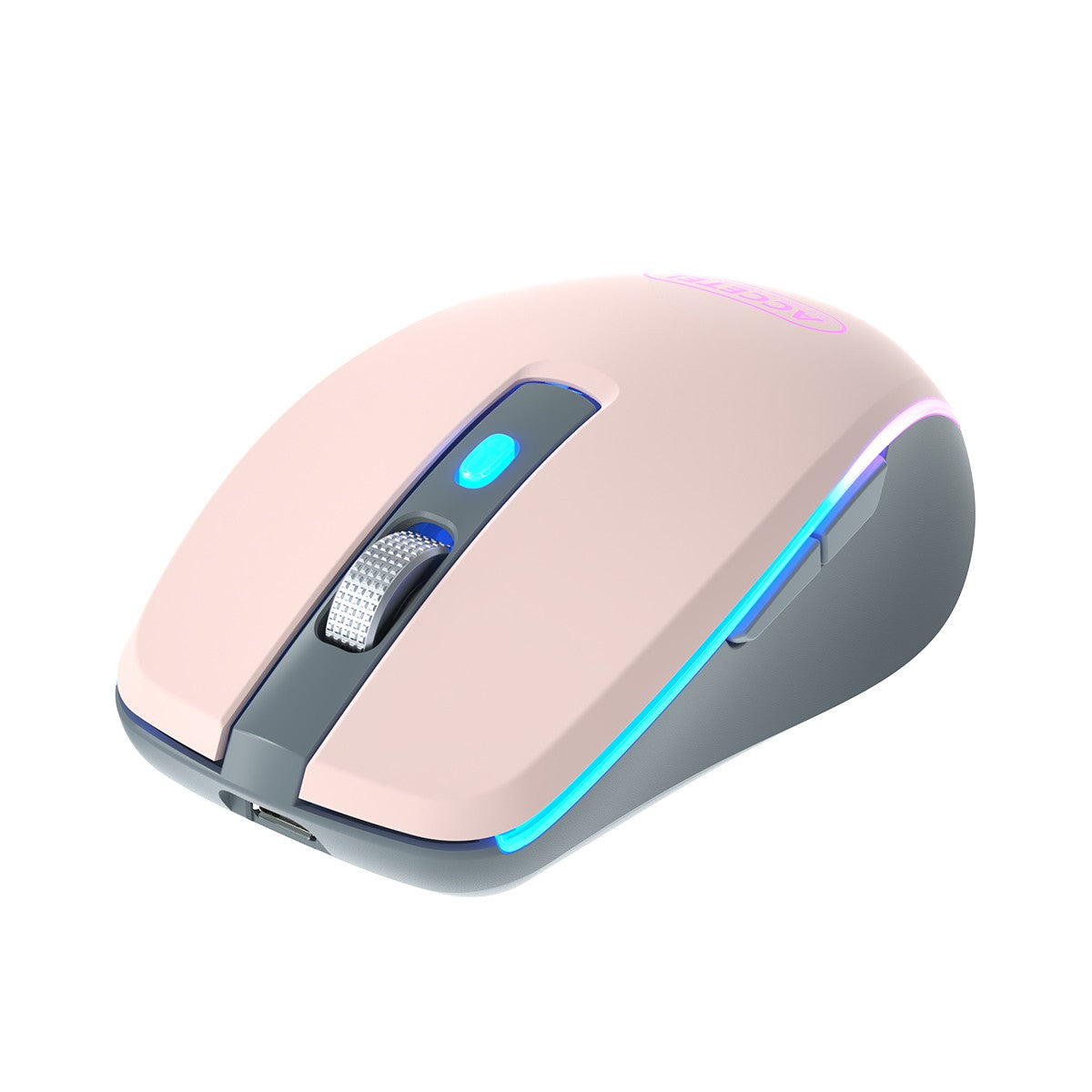 Rato Recarregável Sem Fio Bluetooth 5.2 RGB 2.4GHZ 800/1200/1600 DPI - Rosa - Default Title