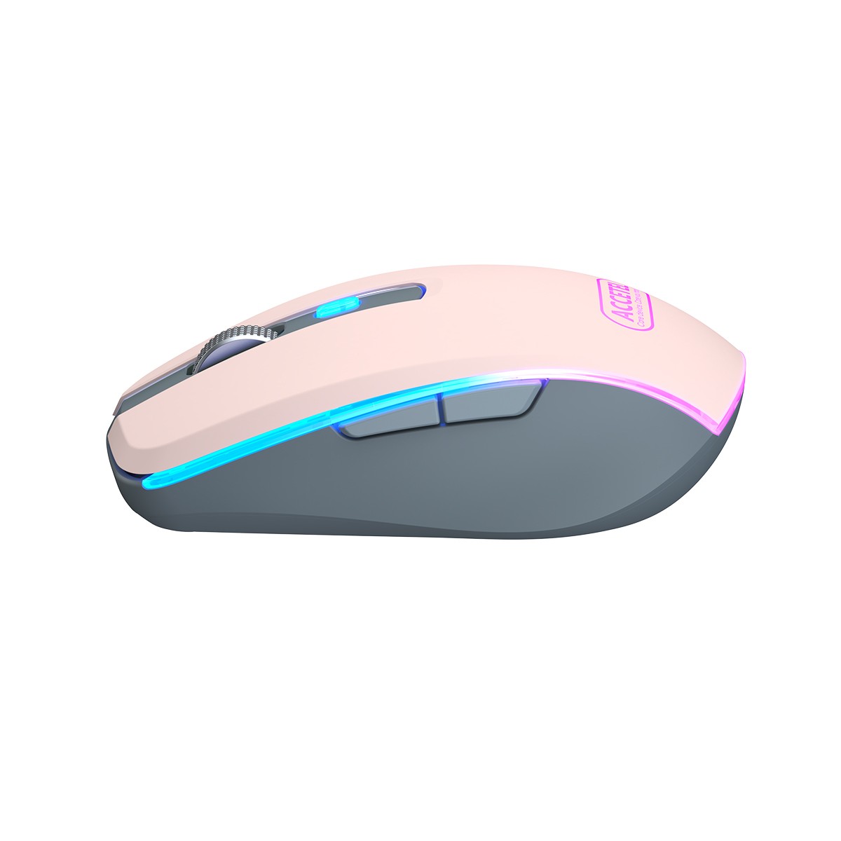 Rato Recarregável Sem Fio Bluetooth 5.2 RGB 2.4GHZ 800/1200/1600 DPI - Rosa
