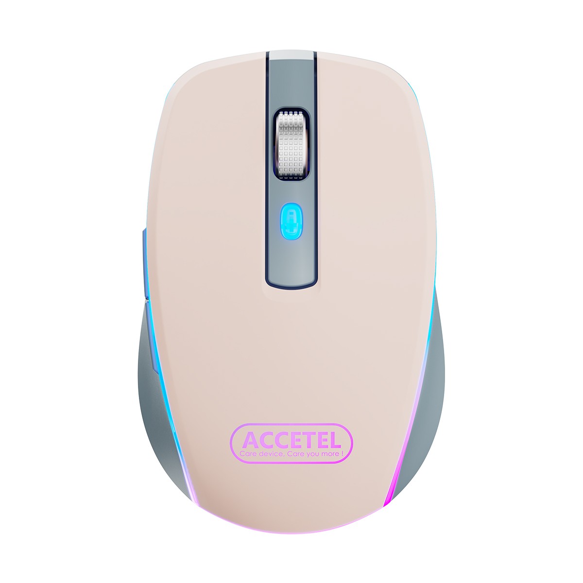 Rato Recarregável Sem Fio Bluetooth 5.2 RGB 2.4GHZ 800/1200/1600 DPI - Rosa