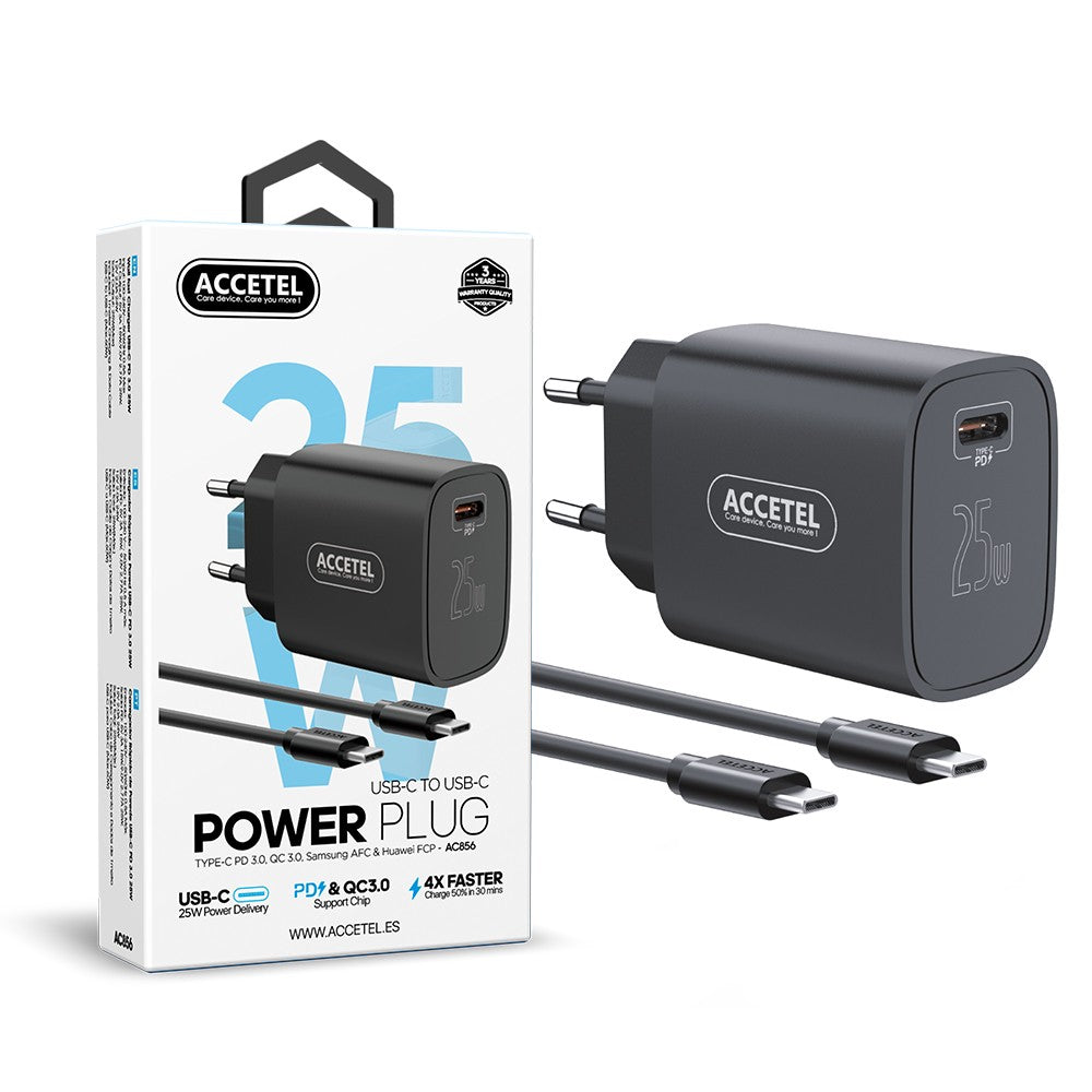 Carregador de Parede Carregamento Rápido PD 25W - Cabo USB-C para USB-C 1M