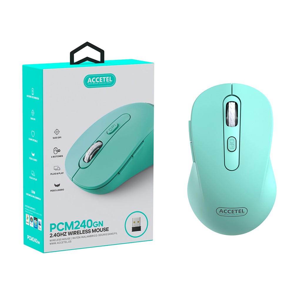 Mouse Sem Fio 2.4GHZ 800/1200/1600 DPI 6 Botões - Turquesa - Default Title