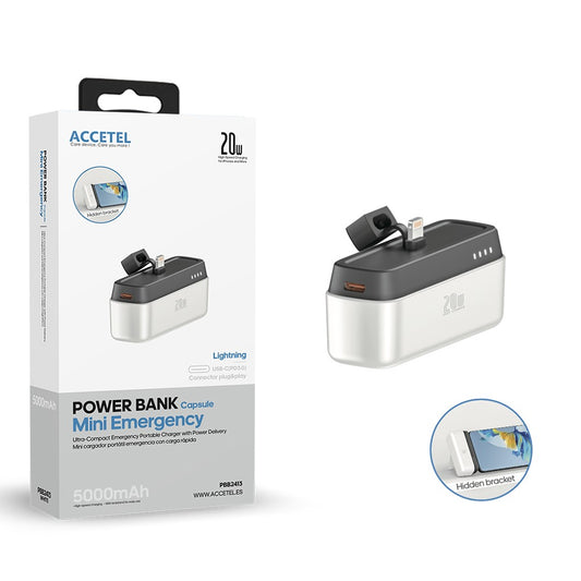 Mini Bateria Auxiliar Externa Lightning de Carregamento Rápido 5000mAh 20W PD 3.0 Branco
