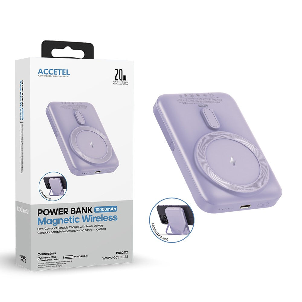 Magsafe Bateria Externa Sem Fio de Carregamento Rápido 10000mAh 20W PD 3.0 Roxo