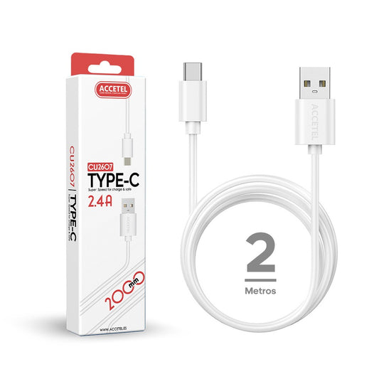 Cabo de Dados 2.4A - Tipo-C (2M) Branco