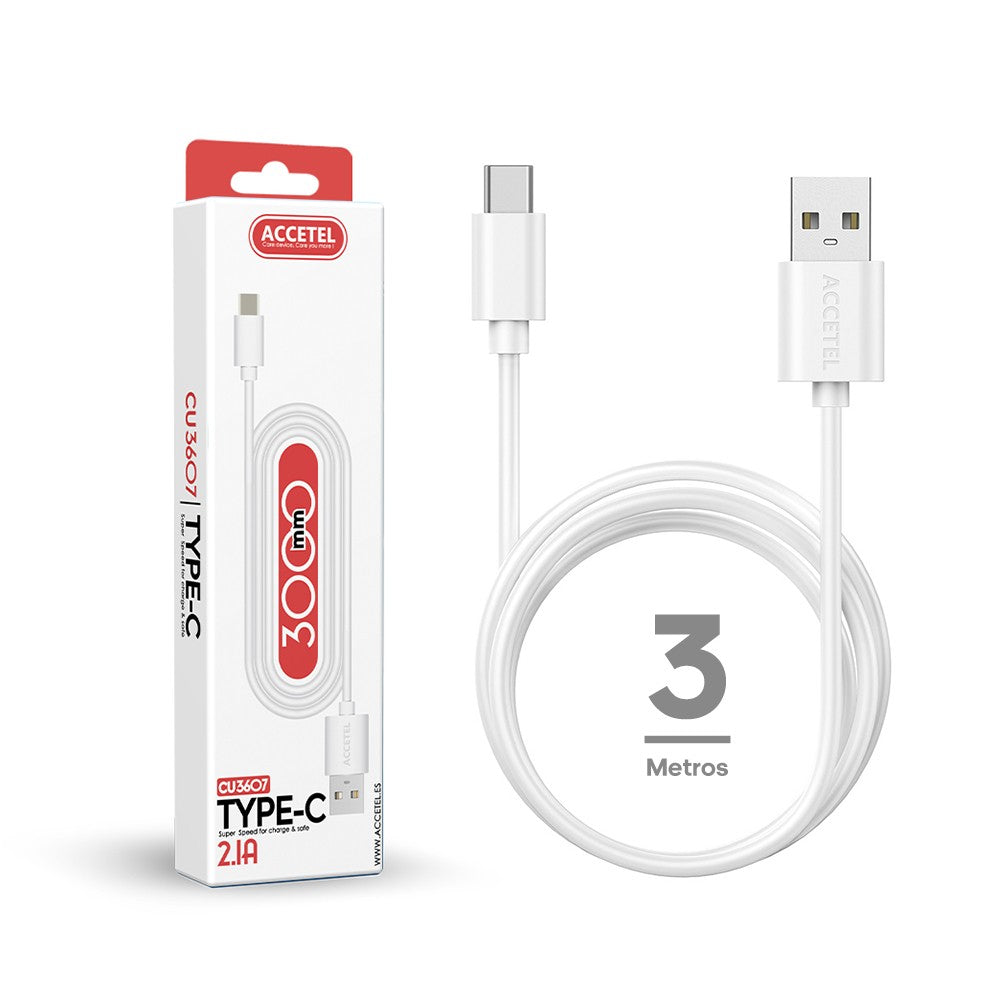 Cabo de Dados 2.1A - Tipo-C (3M) Branco