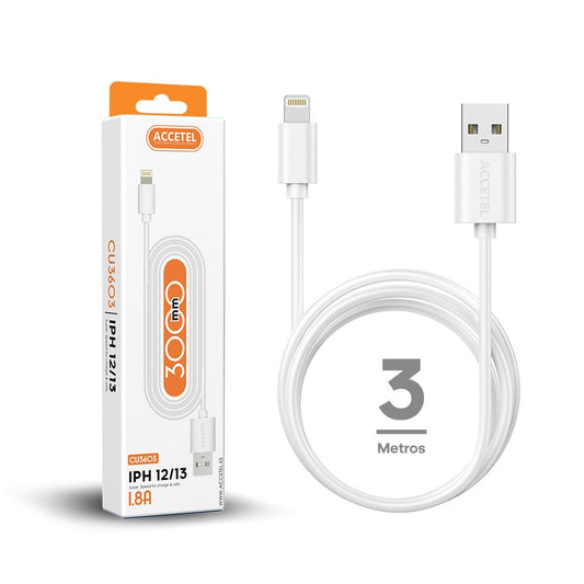 Cabo de Dados 1.8A - Lightning (3M) Branco
