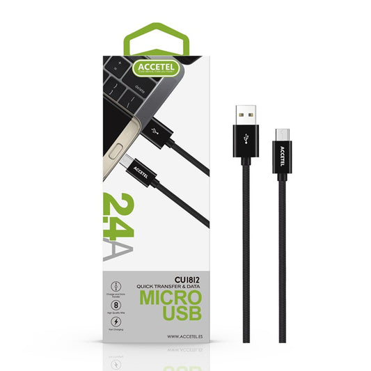 Cabo de Dados Nylon 2.4A - Micro USB preto