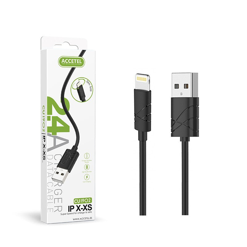 Cabo de Dados Fino 2.4A Lightning (1M) Preto