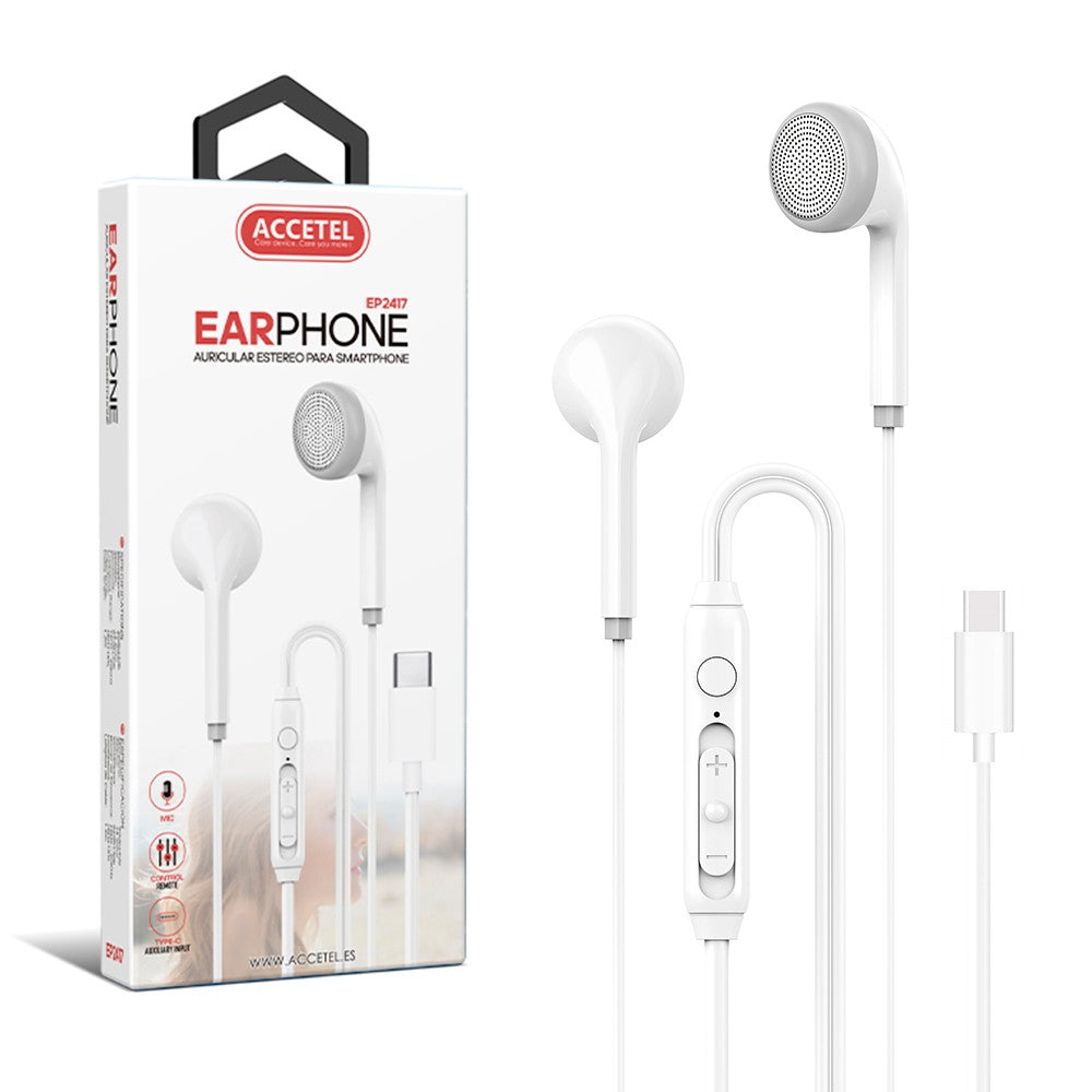 Auscultadores Tipo-C Estéreo 3.5mm Com Microfone Multifuncional
