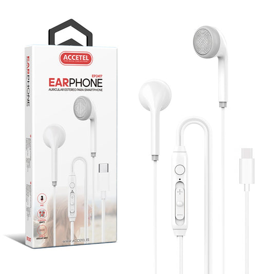 Auscultadores Tipo-C Estéreo 3.5mm Com Microfone Multifuncional