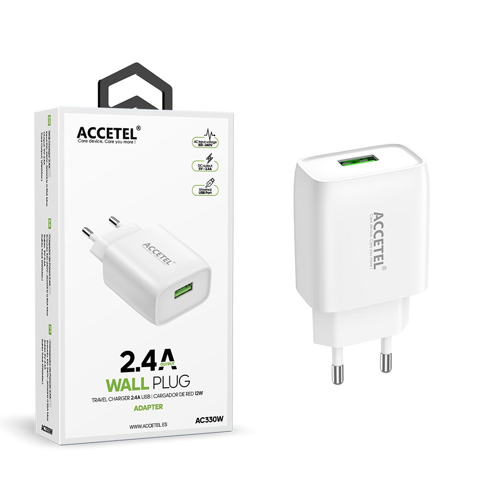 Carregador de Parede USB 2.4A Branco