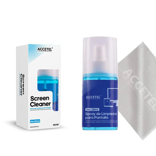 Kit Spray Limpador para Telas LCD/OLED/Plasma 200ml + Pano de Microfibra.