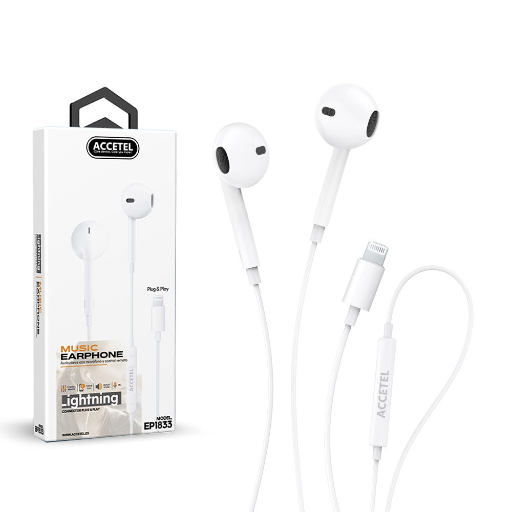 Auscultadores Estéreo Lightning com Microfone - Branco (Conexão Direta)