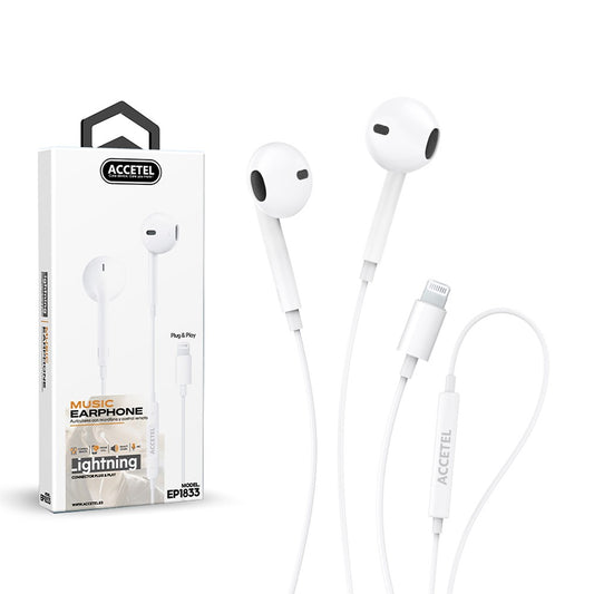 Auscultadores Estéreo Lightning com Microfone - Branco (Conexão Direta)