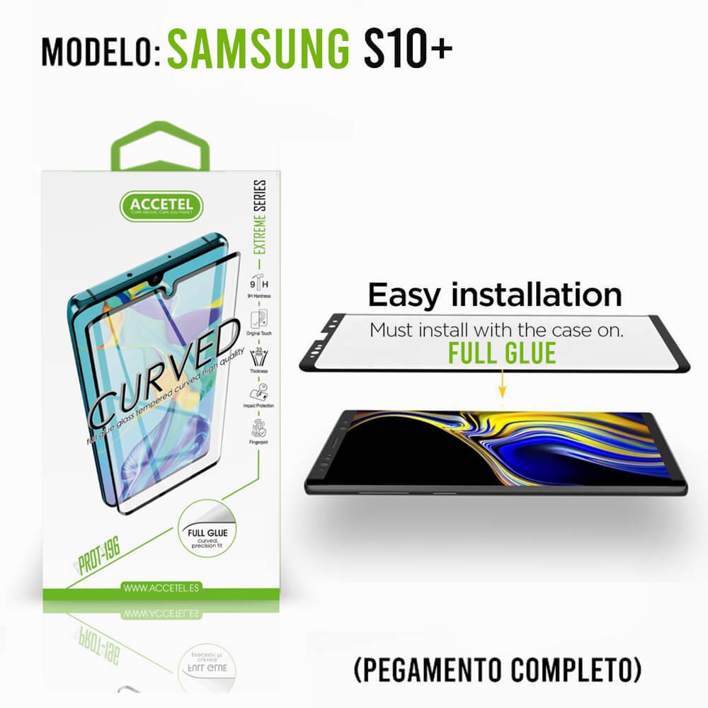 Película de Vidro Curvo Full Glue - Samsung Galaxy S10+ Preto - Default Title