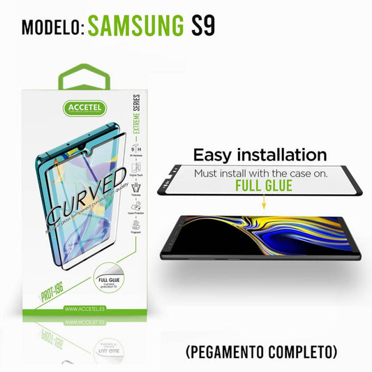 Película de Vidro Curvo Full Glue - Samsung Galaxy S9 Preto - Default Title