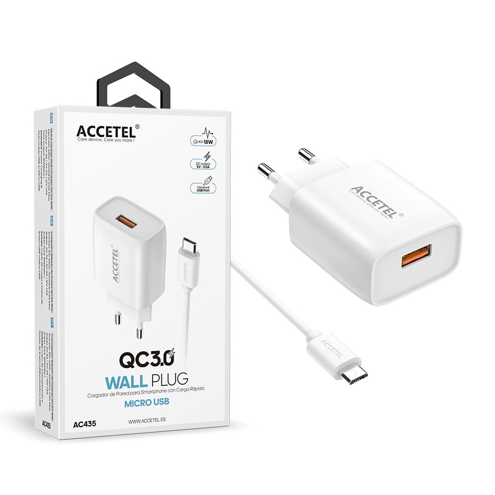 Carregador de Parede QC3.0 18W - Micro USB Branco