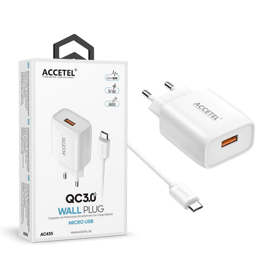 Carregador de Parede QC3.0 18W - Micro USB Branco