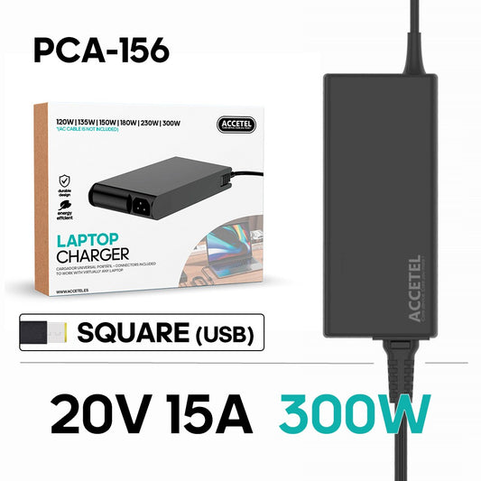 Carregador Portátil Lenovo 20V 15A SQUARE (USB) 300W