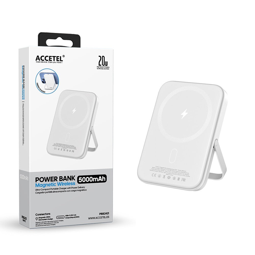 Magsafe Bateria Externa Sem Fio de Carregamento Rápido 5000mAh 20W PD 3.0 - Branca