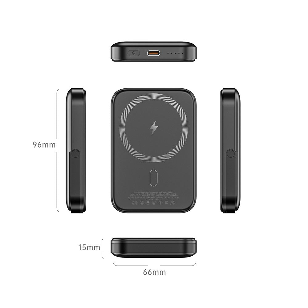 Magsafe Bateria Externa Sem Fio de Carregamento Rápido 5000mAh 20W PD 3.0 - Preto