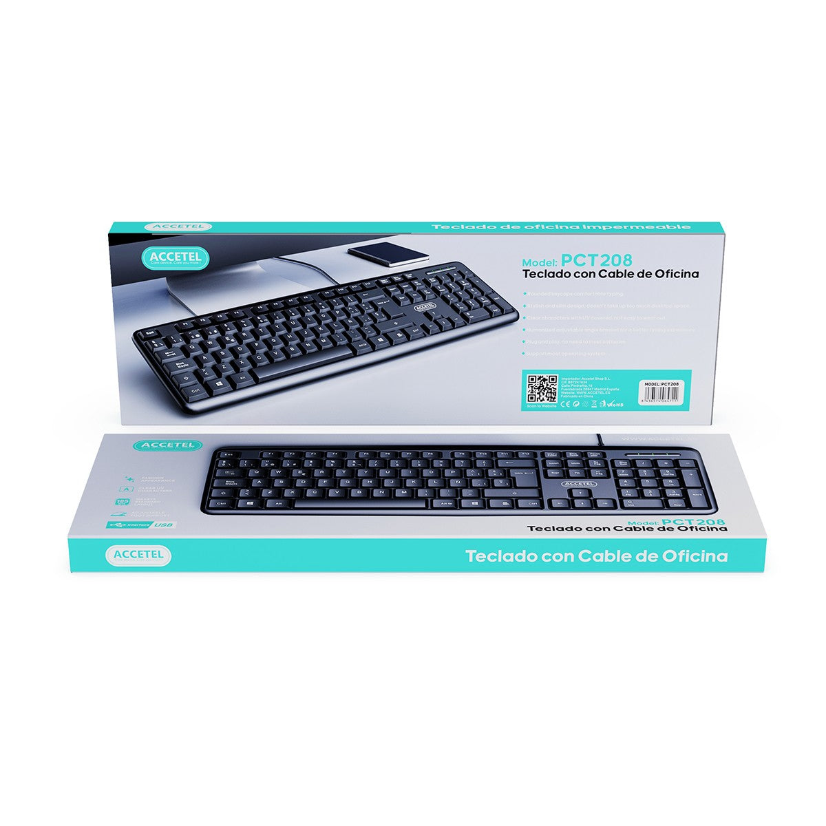Teclado de Escritório Conector USB - Preto (Português)