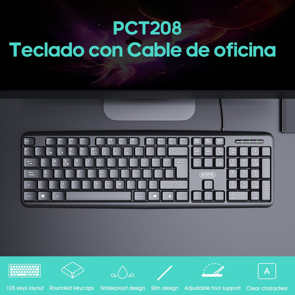 Teclado de Escritório Conector USB - Preto (Espanhol)