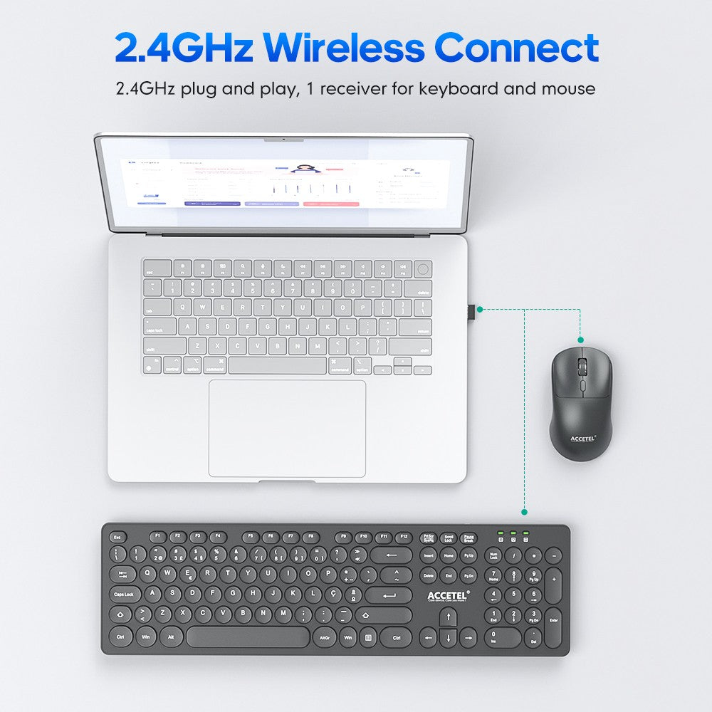 Combo de Teclado e Mouse Sem Fio - Preto (Português)