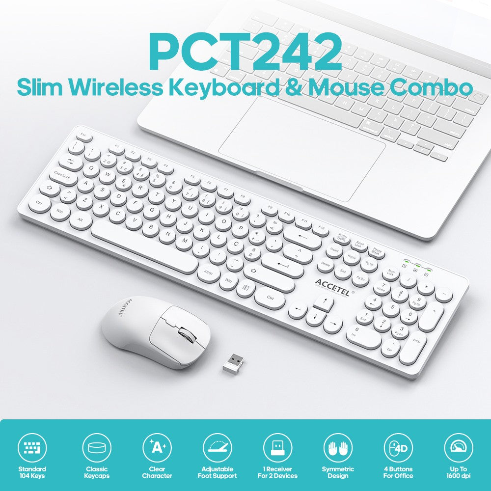 Combo de Teclado e Mouse Sem Fio - Branco (Português)
