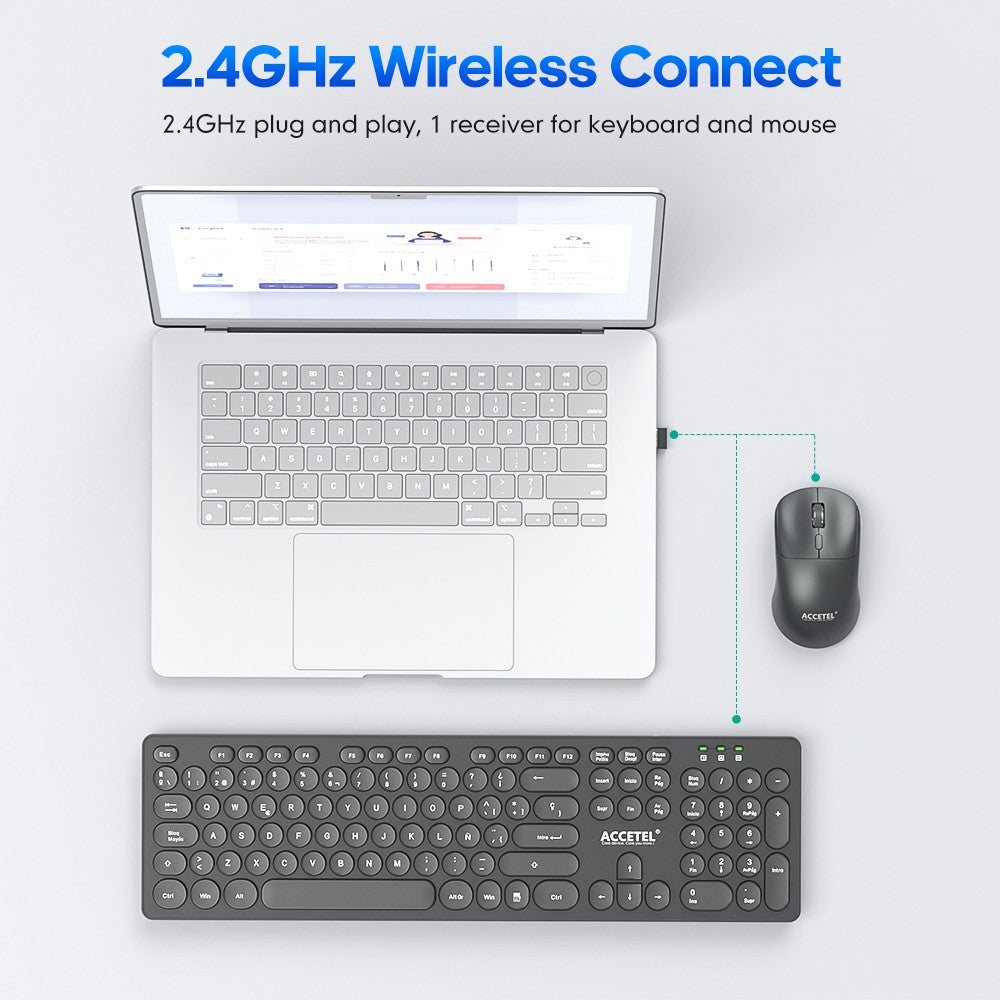 Combo de Teclado e Mouse Sem Fio - Preto (Espanhol)