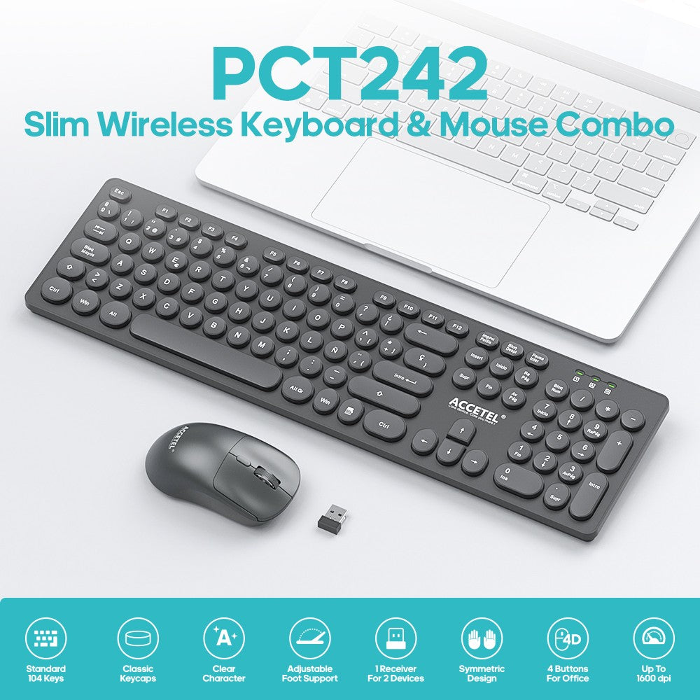 Combo de Teclado e Mouse Sem Fio - Preto (Espanhol)
