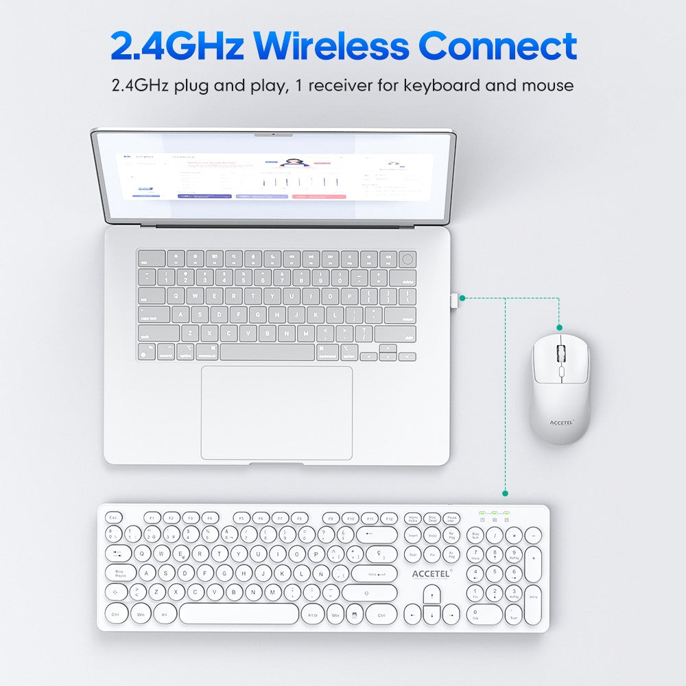 Combo de Teclado e Mouse Sem Fio - Branco (Espanhol)